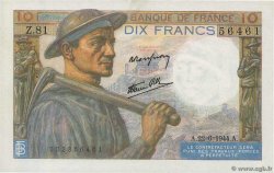 10 Francs MINEUR FRANKREICH  1944 F.08.12