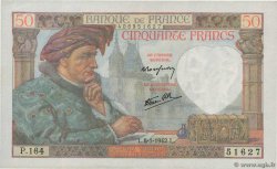 50 Francs JACQUES CŒUR FRANCE  1942 F.19.18 SUP