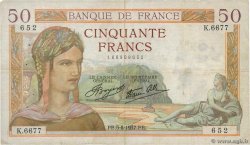 50 Francs CÉRÈS modifié FRANKREICH  1937 F.18.01