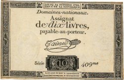 10 Livres filigrane républicain FRANCE  1792 Ass.36b