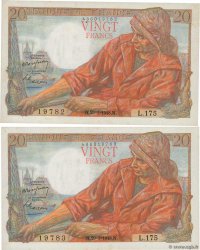 20 Francs PÊCHEUR Consécutifs FRANCIA  1948 F.13.12 EBC+
