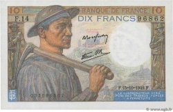 10 Francs MINEUR FRANCE  1942 F.08.04