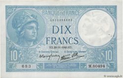 10 Francs MINERVE modifié FRANCIA  1940 F.07.22 q.SPL