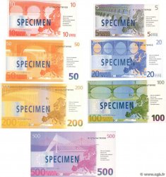 Lot de 7 Billets Spécimens EUROS Fantaisie  Échantillon FRANCE regionalismo e varie  2001  FDC