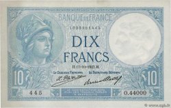 10 Francs MINERVE FRANCE  1927 F.06.12a XF