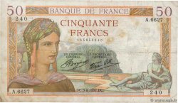50 Francs CÉRÈS modifié FRANCE  1937 F.18.01