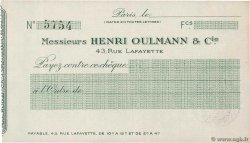 Francs FRANCE regionalismo y varios Paris 1933 DOC.Chèque