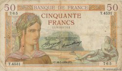 50 Francs CÉRÈS FRANKREICH  1936 F.17.26