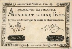 5 Livres FRANCE  1791 Ass.20a