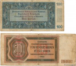 100 et 500 Korun Lot BOHEMIA & MORAVIA  1940 P.06a et P.11a G