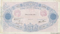 500 Francs BLEU ET ROSE modifié FRANCIA  1938 F.31.06 BC+