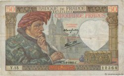50 Francs JACQUES CŒUR FRANCE  1940 F.19.02 F