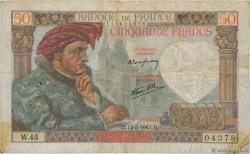 50 Francs JACQUES CŒUR FRANKREICH  1941 F.19.07