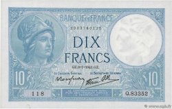 10 Francs MINERVE modifié FRANKREICH  1941 F.07.27 fST