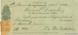 2000 Francs FRANCE regionalism and various Paris 1935 DOC.Chèque XF