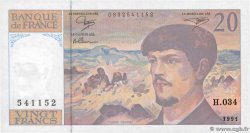 20 Francs DEBUSSY à fil de sécurité FRANCE  1991 F.66bis.02