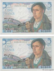 5 Francs BERGER Lot FRANCE  1945 F.05.06