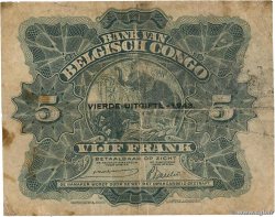 5 Francs BELGIAN CONGO  1943 P.13Ab G