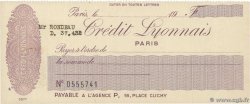 Francs FRANCE regionalismo e varie Paris 1924 DOC.Chèque SPL