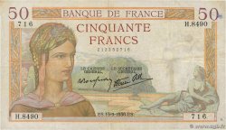 50 Francs CÉRÈS modifié FRANCE  1938 F.18.14