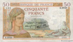 50 Francs CÉRÈS modifié FRANCIA  1939 F.18.23