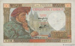 50 Francs JACQUES CŒUR FRANCE  1941 F.19.17 F+