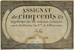 500 Livres FRANCE  1794 Ass.47a