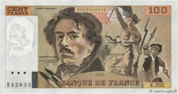 100 Francs DELACROIX imprimé en continu FRANCE  1991 F.69bis.03c1 VF-