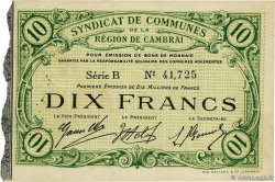 10 Francs FRANCE régionalisme et divers Cambrai 1916 JP.59-0471 SUP