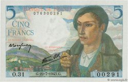 5 Francs BERGER FRANCE  1943 F.05.02