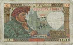 50 Francs JACQUES CŒUR FRANCE  1941 F.19.07 pr.TB