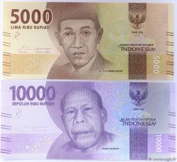5000 et 10000 Rupiah Lot INDONÉSIE  2016 P.156aet P.157a NEUF