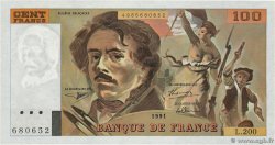 100 Francs DELACROIX imprimé en continu FRANCE  1991 F.69bis.04a