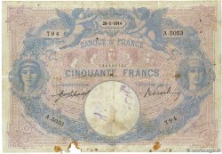 50 Francs BLEU ET ROSE FRANCE  1914 F.14.27