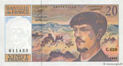 20 Francs DEBUSSY à fil de sécurité FRANCE  1990 F.66BIS.01 pr.NEUF