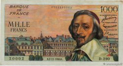 1000 Francs RICHELIEU Numéro radar FRANKREICH  1956 F.42.23 S