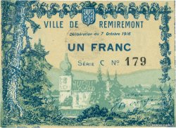 1 Franc FRANCE regionalism and various Remiremont 1916 JP.88-068