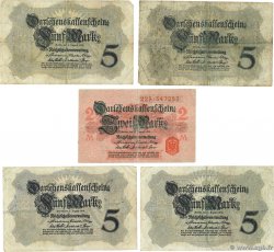 2 et 5 Mark Lot GERMANIA  1914 P.047b et P.054 MB