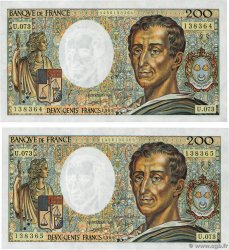 200 Francs MONTESQUIEU Consécutifs FRANCIA  1989 F.70.09 q.FDC