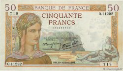 50 Francs CÉRÈS modifié FRANCE  1939 F.18.33