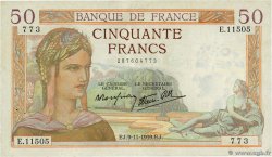 50 Francs CÉRÈS modifié FRANKREICH  1939 F.18.34 SS