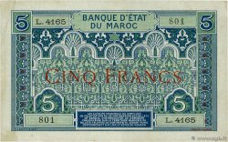5 Francs MAROKKO  1924 P.09