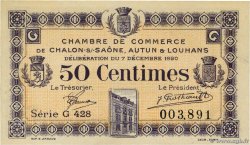 50 Centimes FRANCE régionalisme et divers Châlon-Sur-Saône, Autun et Louhans 1920 JP.042.28 NEUF