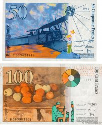 50 Francs SAINT-EXUPÉRY modifié et 100 Francs CÉZANNE Lot FRANCE