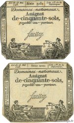 50 Sols variété Lot FRANCE  1793 Ass.42b et c TB