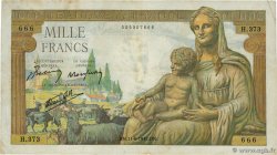 1000 Francs DÉESSE DÉMÉTER FRANCE  1942 F.40.02 TB+
