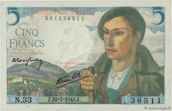 5 Francs BERGER FRANCE  1943 F.05.02