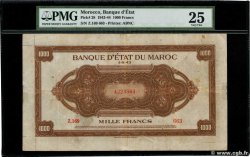 1000 Francs MARUECOS  1943 P.28a RC+