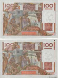 100 Francs JEUNE PAYSAN filigrane inversé Consécutifs FRANCIA  1952 F.28bis.02 SPL