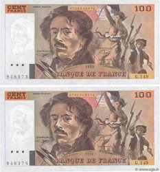 100 Francs DELACROIX imprimé en continu FRANCE  1990 F.69bis.02a